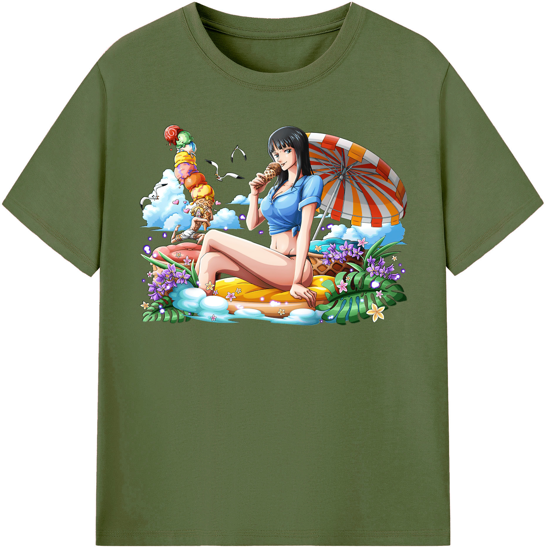ワンピース ニコ・ロビン ONE PIECE Nico Robin 綿100％半袖Tシャツ（フロントプリント）